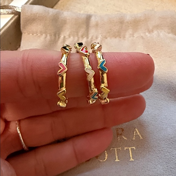 Nwot Kendra Scott Haven Heart ring set gold red blue black jewelry size 7 - Picture 5 of 6